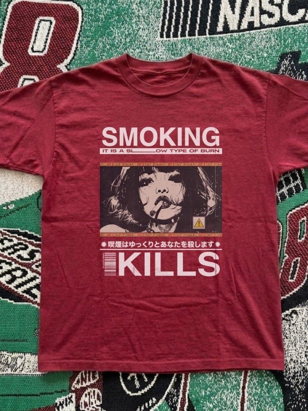 Gildan Maroon SMOKING KILLS Graphic Tee